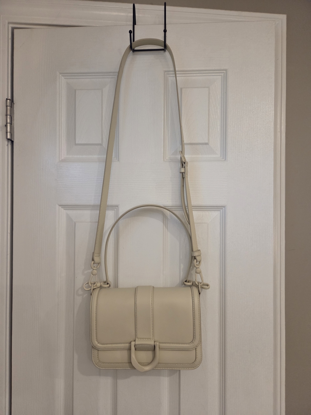 NWOT Charles & Keith Cream Leather Top-Handle Crossbody Satchel